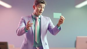 名刺をもらって困るサラリーマンのイラスト