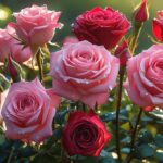 赤とピンクのバラのイラスト