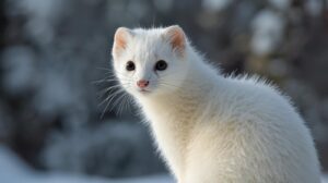 冬毛のオコジョのイラスト