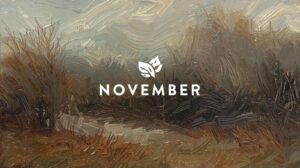 油絵風のイラストで「November」のロゴあり